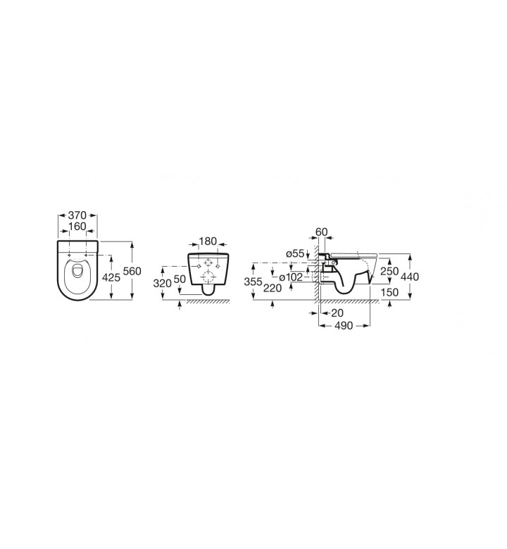 Стенна тоалетна чиния Inspira Round Rimless Coffee