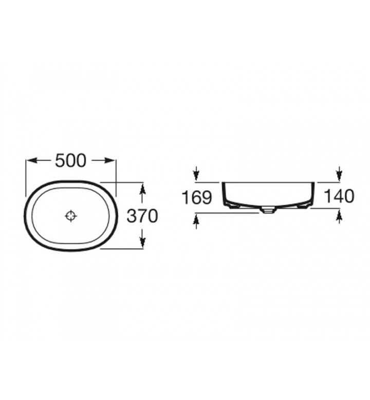 Умивалник за монтаж върху плот Inspira Round 500 х 370 х 140mm onyx