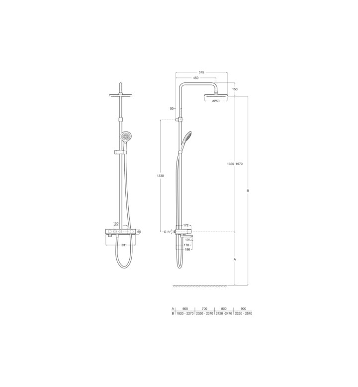 Душ колона 3 пътна с чучур, Index-T Switch