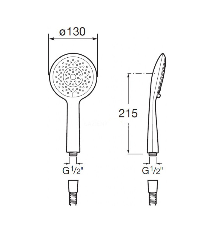 Душ слушалка Sensum Round 130 mm, 4 функции, розово злато