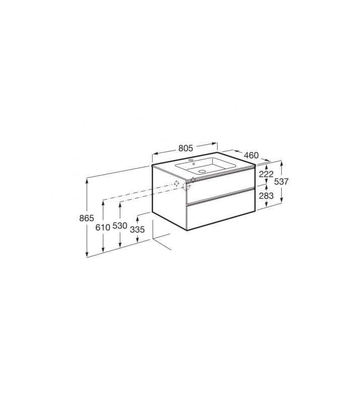 Мебел за умивалник върху плот The Gap 800mm, A857399517 + A857419517, плот / walnut