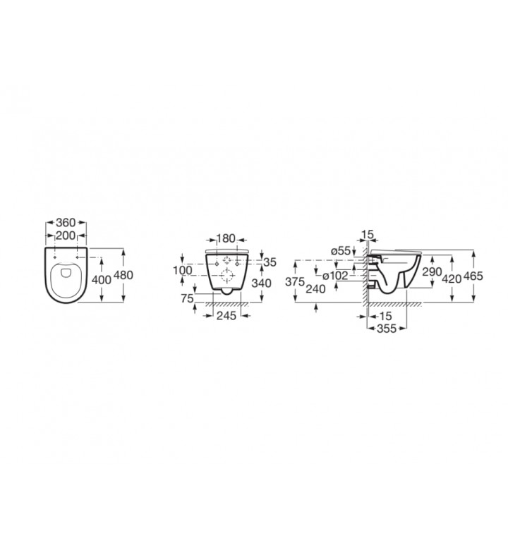 Тоалетна чиния за стенен монтаж, Ona Compact Rimless, matt white 480 mm