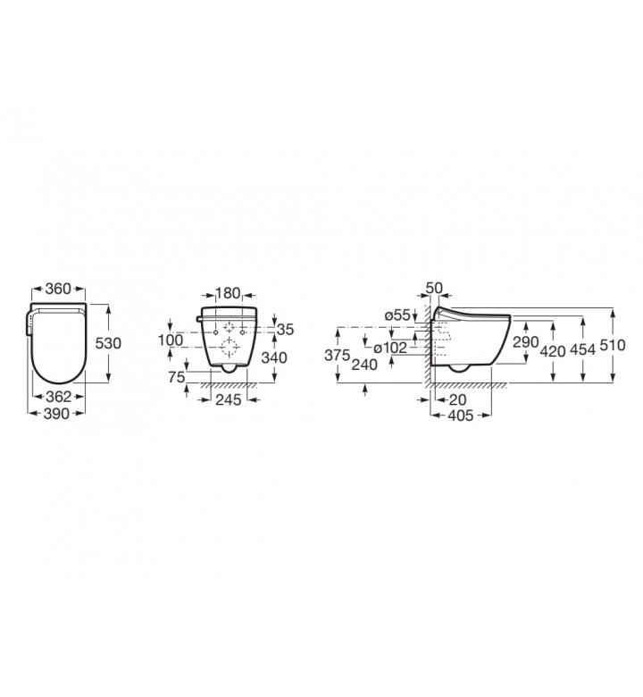 Окачена Smart тоалетна чиния In-Wash, Ona Rimless