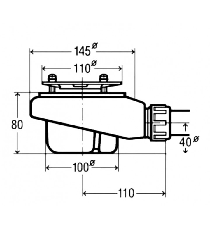 Сифон за поддушово корито, 80 mm