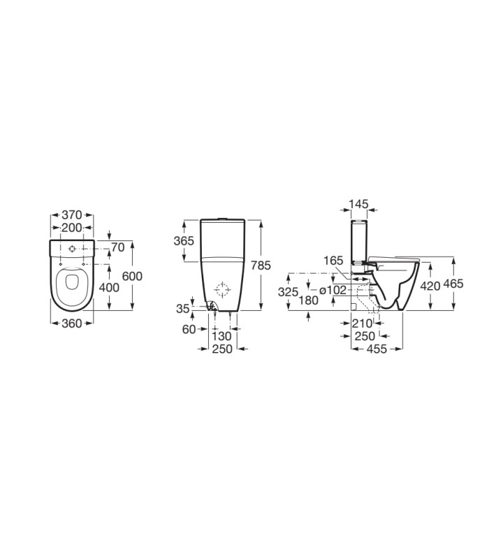 Тоалетна чиния за моноблок за монтаж плътно до стена, Rimless Compact Ona