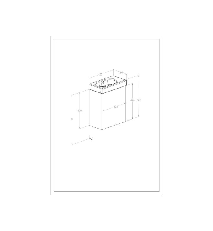 Шкаф Unik Mini-N, 450 x 249 x 575 mm (мебел и умивалник) light oak
