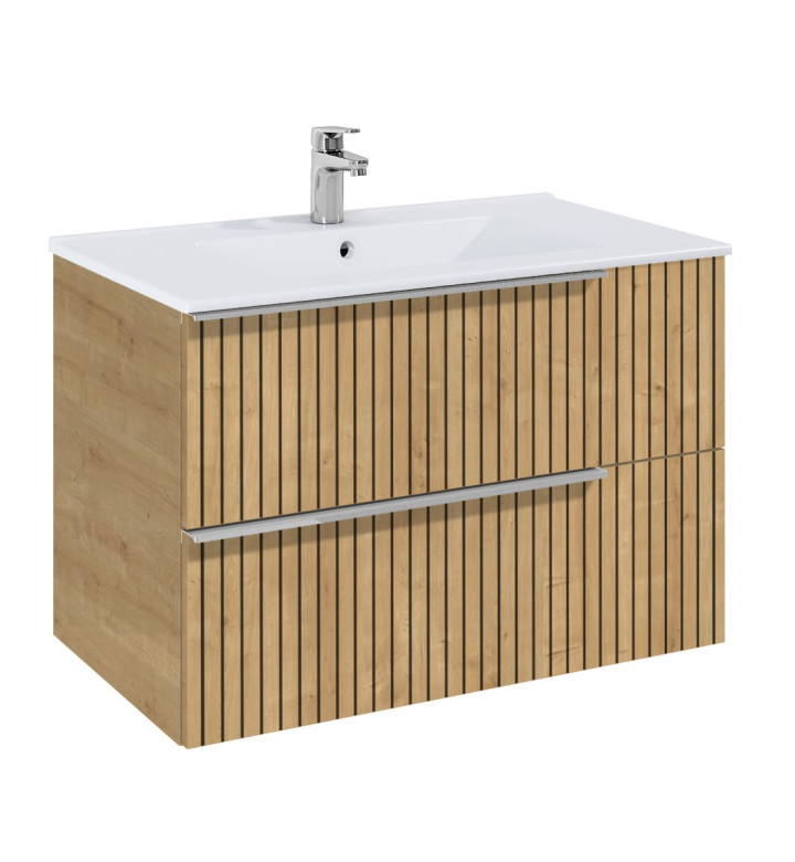 Шкаф 800 mm, Elegant plus light oak structure с 2 чекмеджета и умивалник