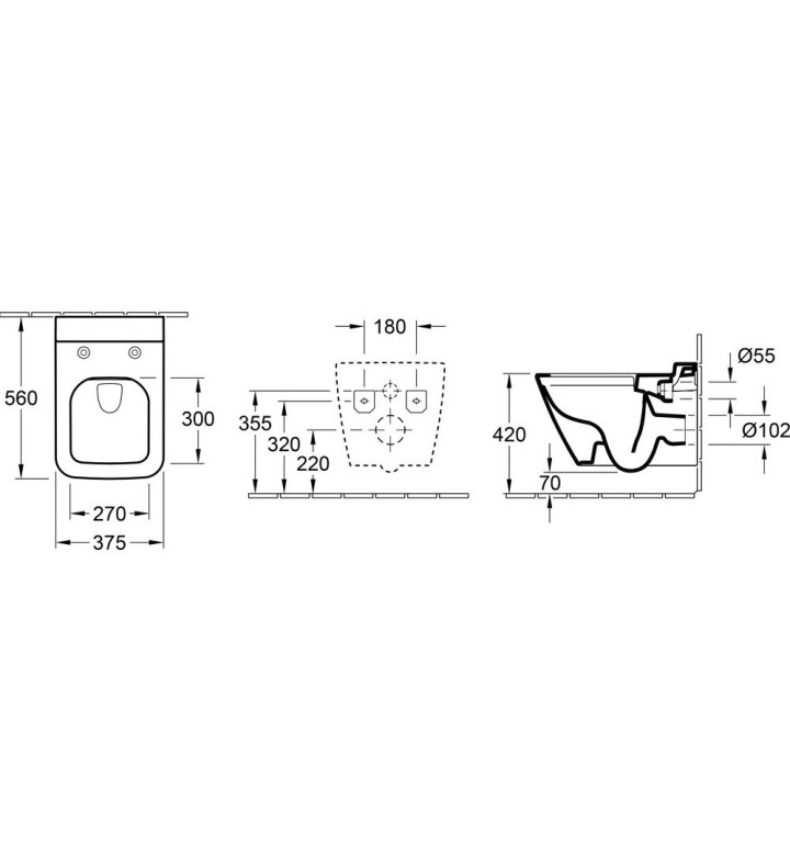 Тоалетна чиния WWC Finion, 375x560x350mm, Direct Flush, Alpin white