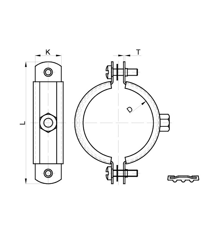 Скоба водопроводна с гумена вложка M8/M10, ф 60-64 mm, 2" за бърз монтаж