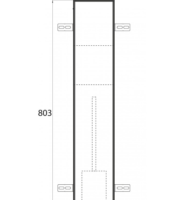 Модул за вграждане, 154 x 803 mm за облицовка с плочки, max 12 mm, за тоал.хартия и тоал.четка, с десни панти