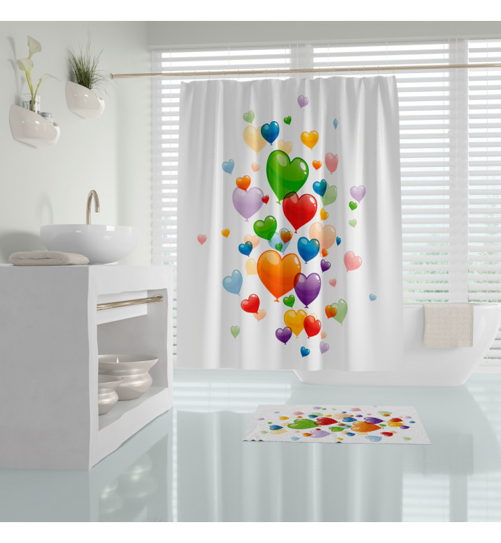 Завеса за баня Tropikhome Heart and Balloons 180 x 200 cm