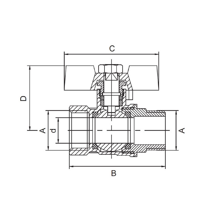 Кран сферичен с нипел Standard 1/2"