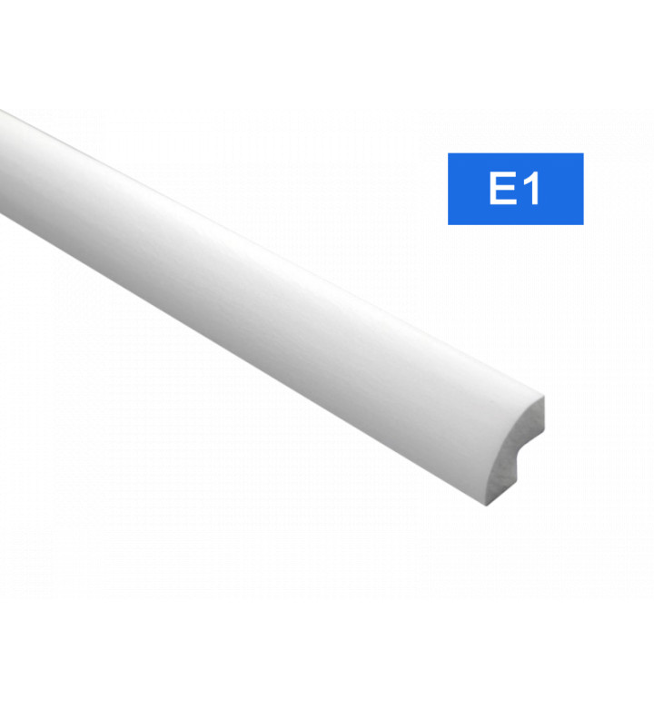 Перваз за таван E-1 от полистирен, 20x20 mm, лукс, бял - 2 m