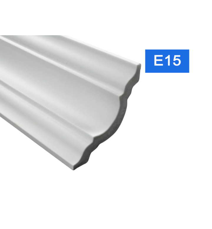 Перваз за таван E-15 от полистирен, 80x80 mm, лукс, бял - 2 m