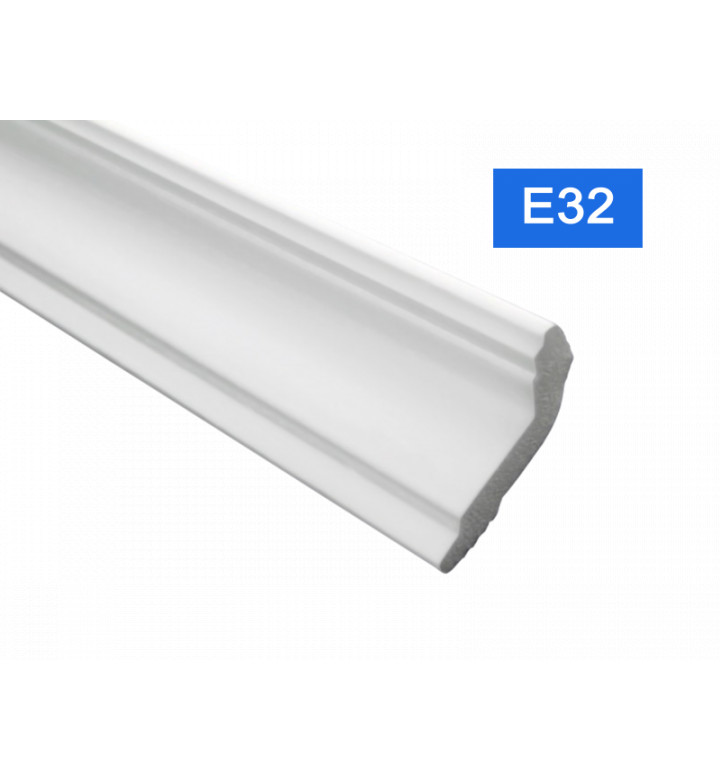 Перваз за таван E-32 от полистирен, 28x52 mm, лукс, бял - 2 m