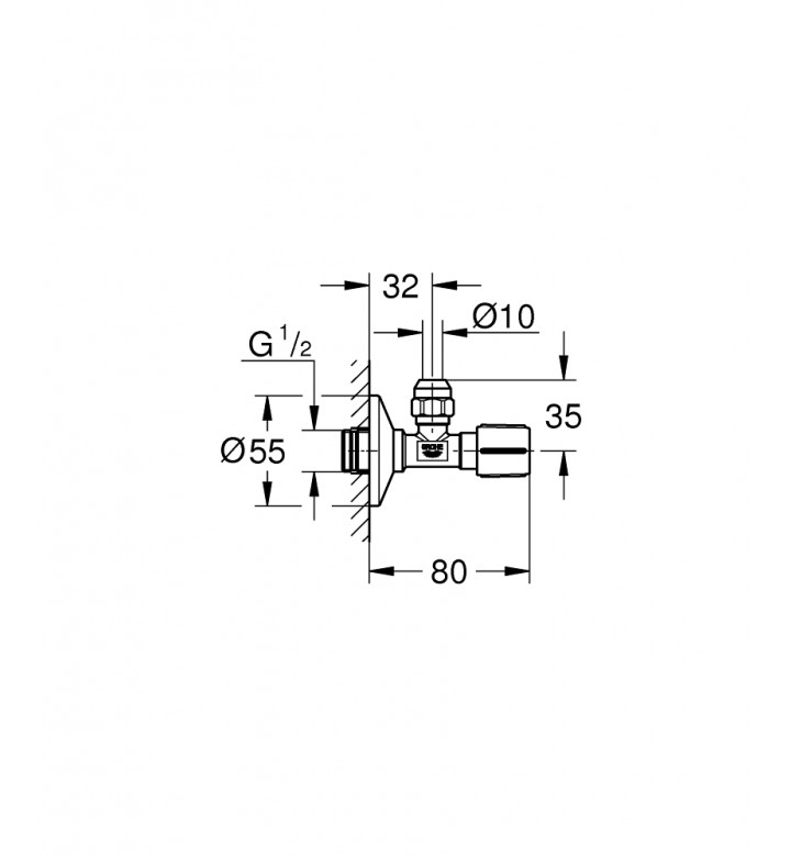 Кран спирателен ъглов 1/2" - 3/8"