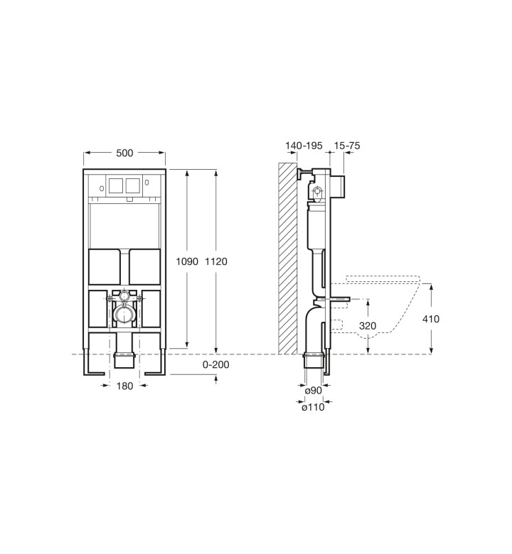 Комплект за WC 4 в 1 The Gap Round Rimless, с бутон по избор