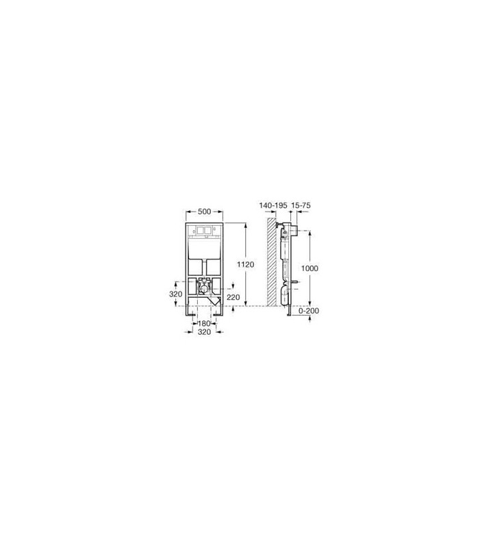 Структура Duplo WC за вграждане в стена с казанче 3/6l, тръба с ф 100 mm