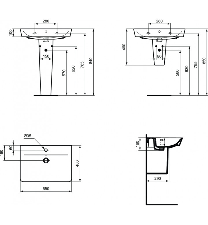 Умивалник 65 cm Connect Air Cube