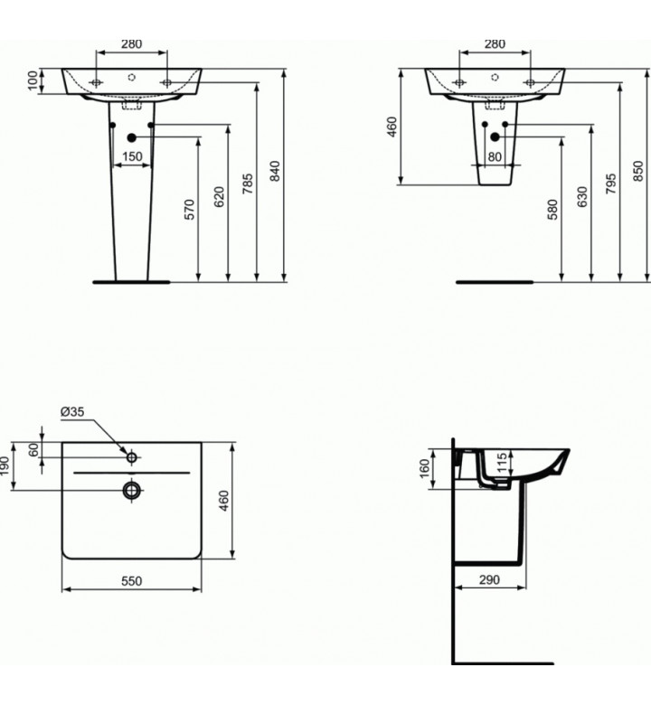 Умивалник 50cm Connect Air Cube