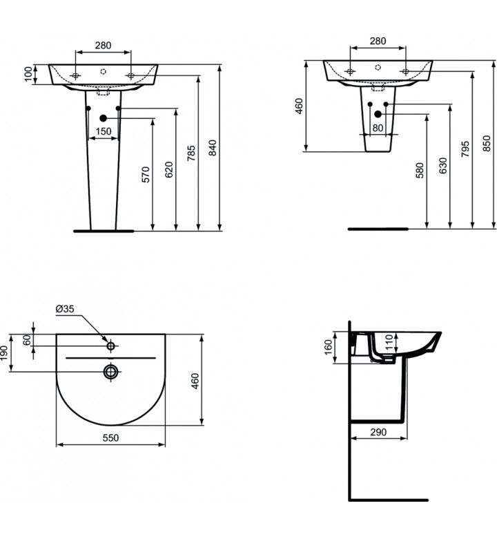 Умивалник 55 cm Arc Connect Air