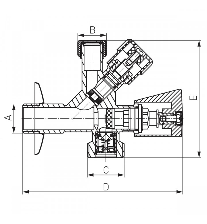 Кран ъглов комбиниран, 3/8-1/2-3/4, CF5104