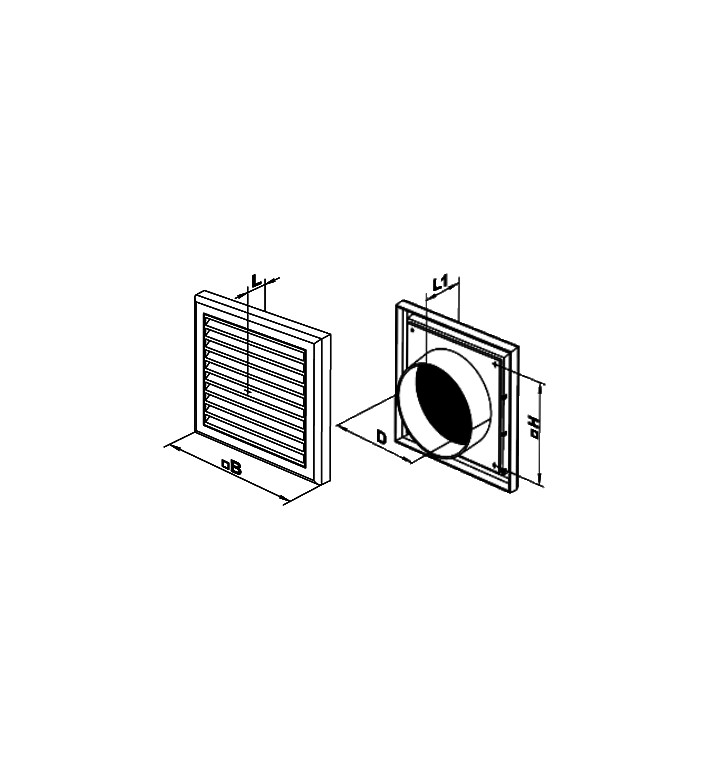 Пластмасова вентилационна решетка MV 100 VS, с размери 154x110mm