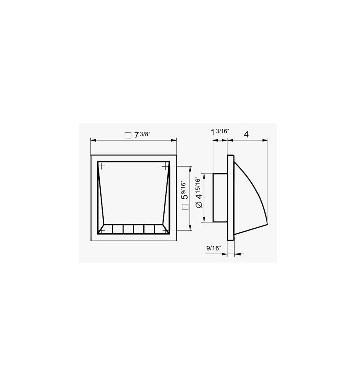 Решетка вентилационна MV 122 VK 187 x 142 mm, ф 125 mm