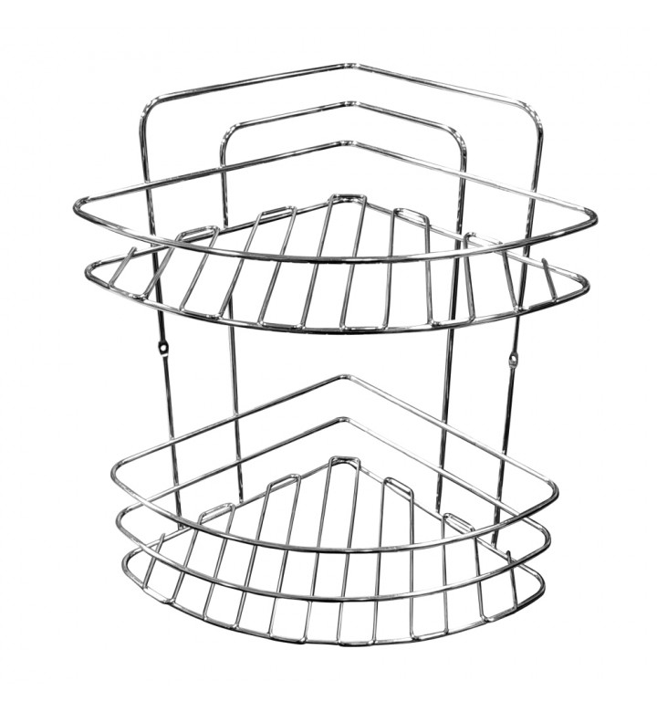 Ъглова етажерка за баня 2 етажа, метална