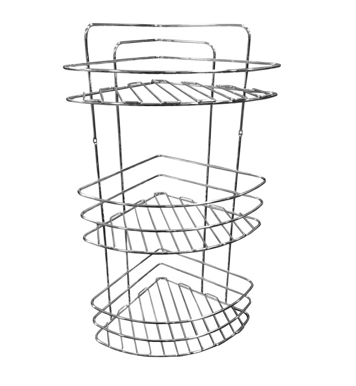 Ъглова етажерка за баня 3 етажа, метална