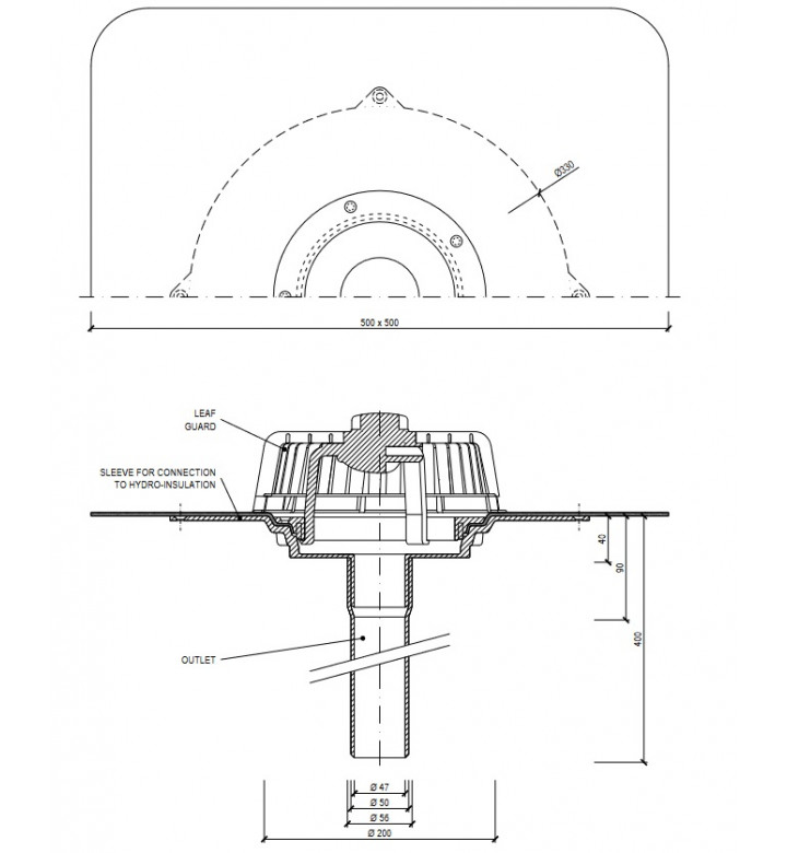 Воронка удължена TopWet TWJ 50 STE мембрана , h400 mm, ф 50