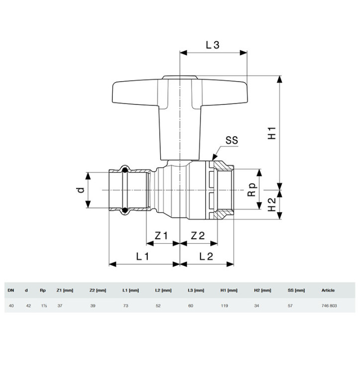 Сферичен кран Easytop - 42 mm х 1 1/2 '' женска резба