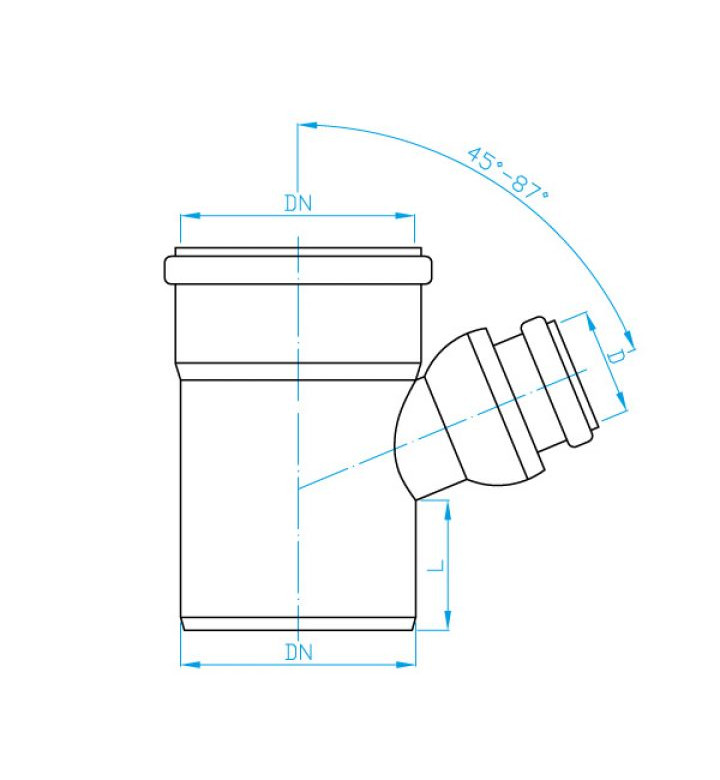 Разклонение канализационно подвижно ф 110 - 50 mm, 45° - 87°