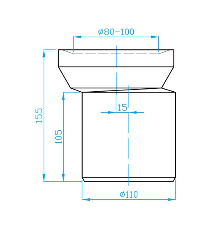 Тръба за WC ф 110 ексцентрична 155 mm