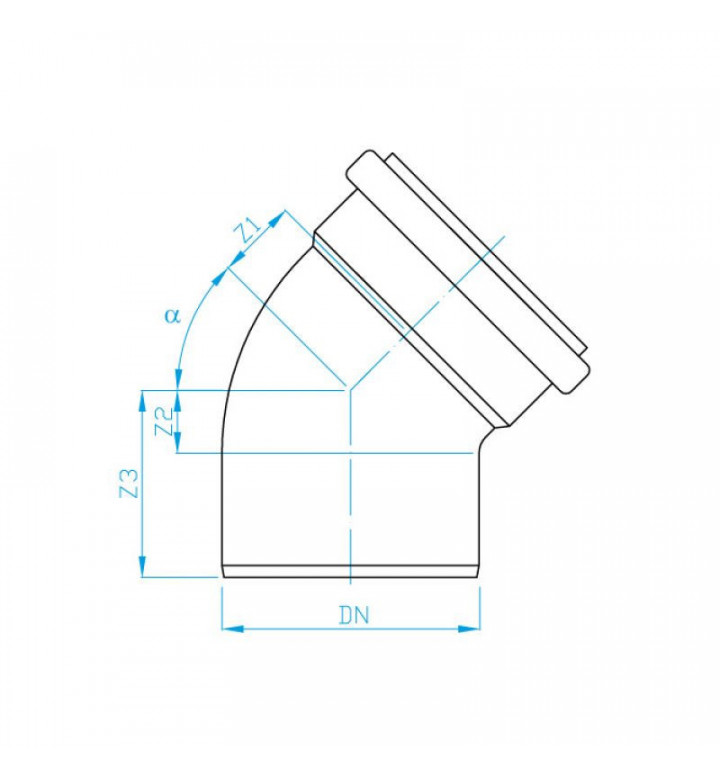 Коляно канализационно PP ф 32 mm - 45° бяло