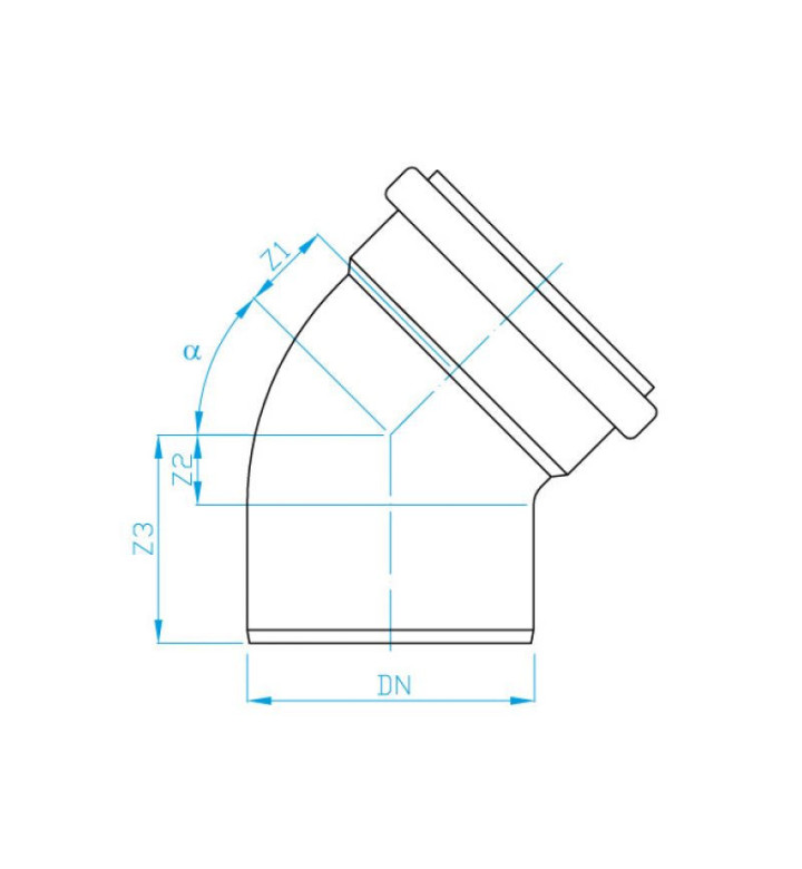 Коляно канализационно PP ф 50 mm - 45° бяло