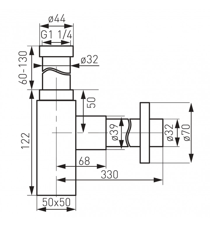 Сифон Quadro G5/4 S280-BL, черен