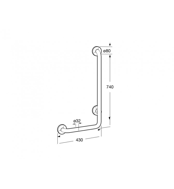 Дръжка Access L, дясна страна, 430 х 85 х 740 mm, бяла