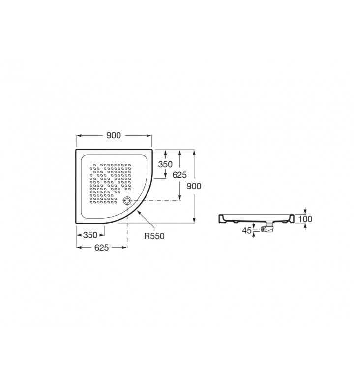 Порцеланово душ корито ITALIA, 900 x 900 mm, овално