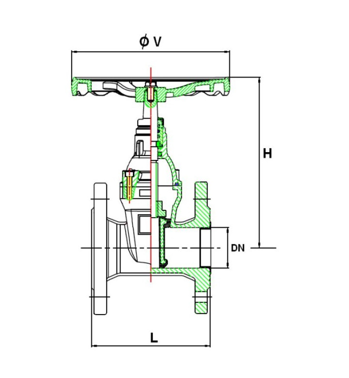 Кран шибърен, спирателен с електрическо задвижване DN50/16, 3-400V/AC