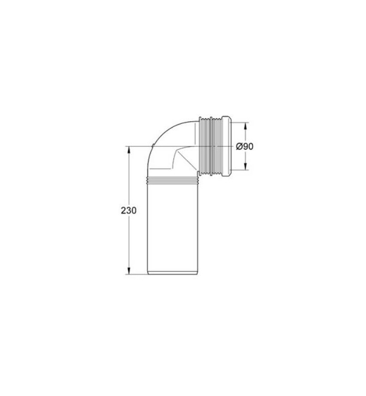 Коляно за вградено казанче ф 90 mm