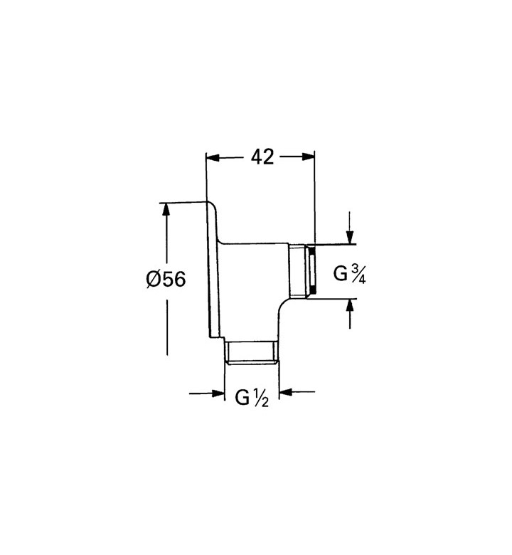 Коляно стенно - връзка 3/4" x 1/2"