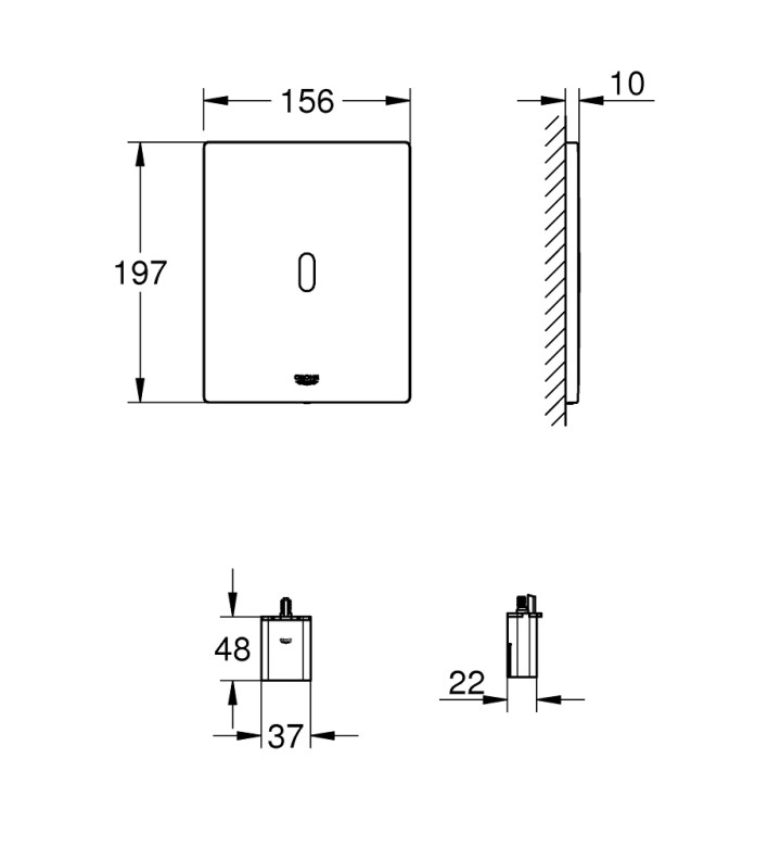 Спусък за WC инфрачервен, Tectron Bau E, 6V