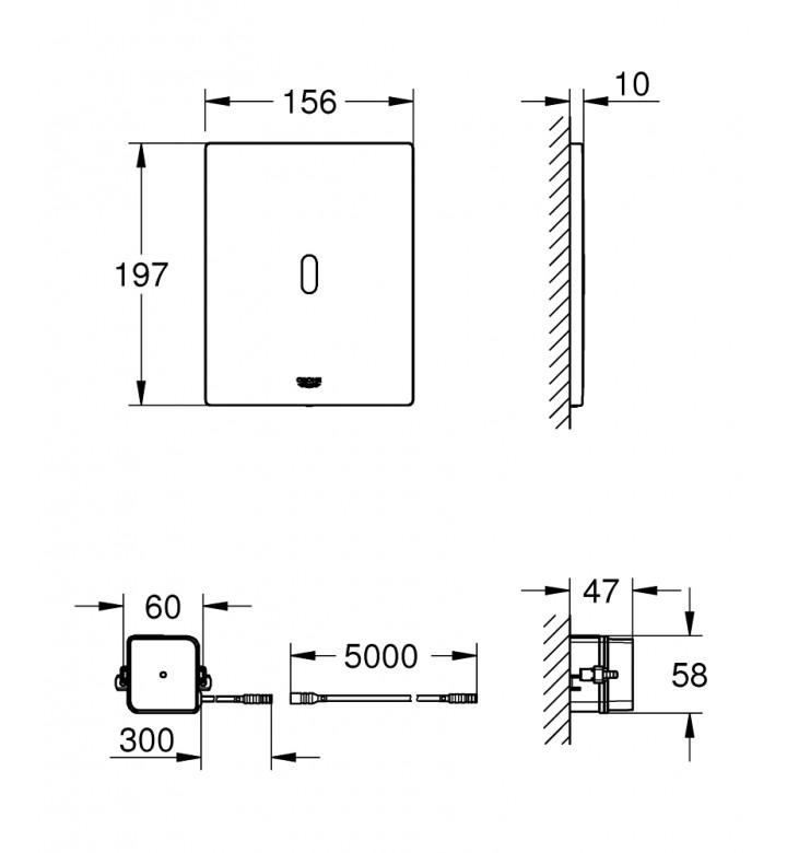 Спусък за WC инфрачервен, Tectron Bau E, 220V