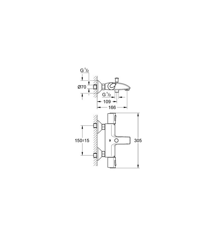 Смесител с термостат Grohtherm 1000 за душ/вана 1/2"