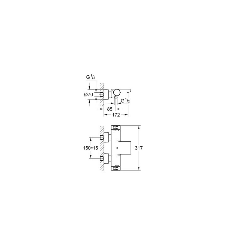 Смесител с термостат Grohtherm 2000 NEW за душ/вана 1/2"