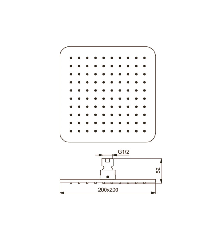 Душ глава 200x200 mm Idealrain Cube