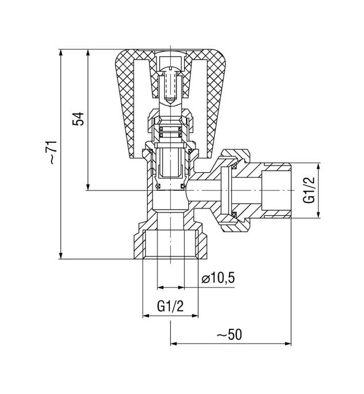 Вентил за радиатор, ъглов 1/2 " ZG5Y