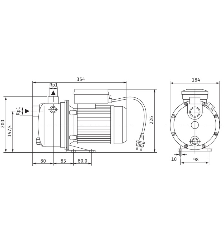 Помпа центробежна Jet WJ 203 X (1~230V)