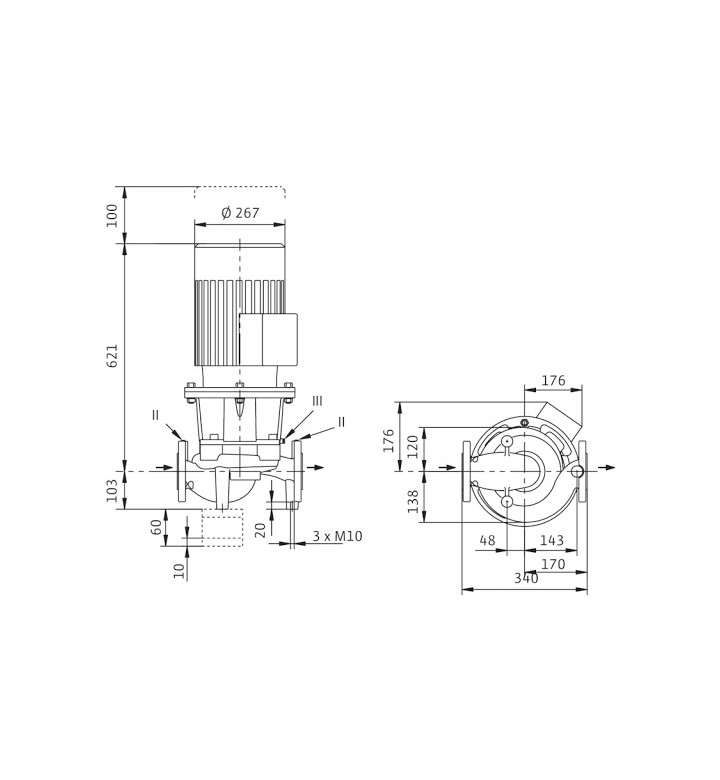 Центробежна помпа със сух ротор IL 50/160-5.5/2-N3-IE3 2120879, 5.5 kW, 9,9 A, IP55